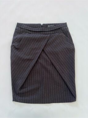 EUC Rinascimento Pinstripe Gathered Pencil Skirt Gray – XS